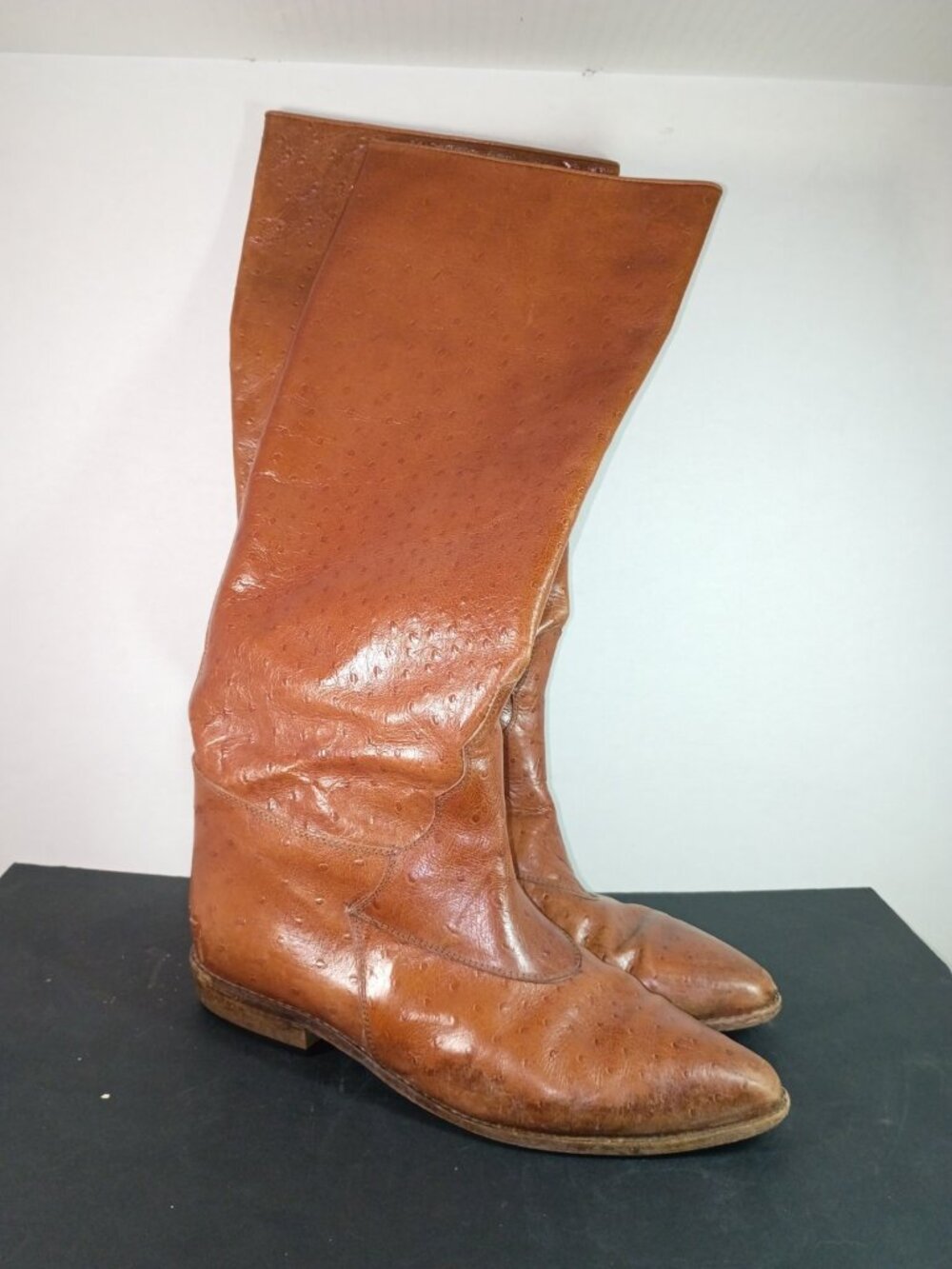 Vintage Sesto Meucci Boots women's Size 10 B Ostrich embossed Made in Italy